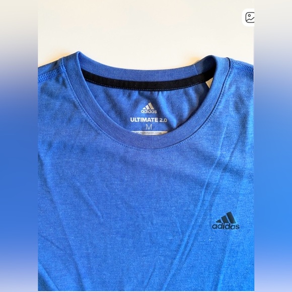 Women’s Blue Adidas Ultimate 2.0 Climalite Shortsleeved Crewneck Tee Medium - Picture 2 of 3